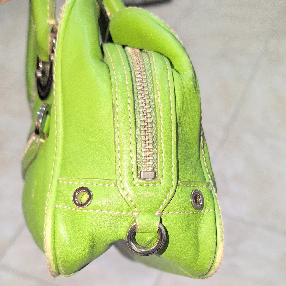 ANTONIO MELANI Green Satchel with Silver Accents